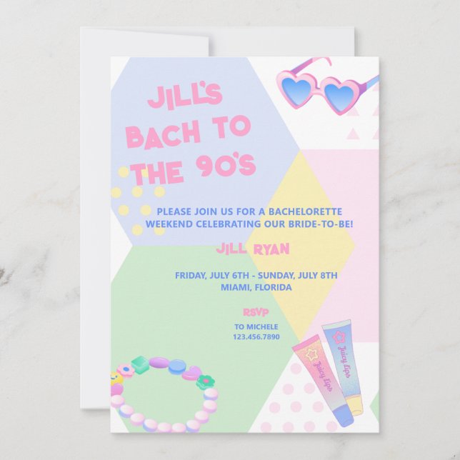 90's Bachelorette Party Invitation (Front)