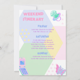 90's Bachelorette Party Weekend Itinerary Invitati Invitation