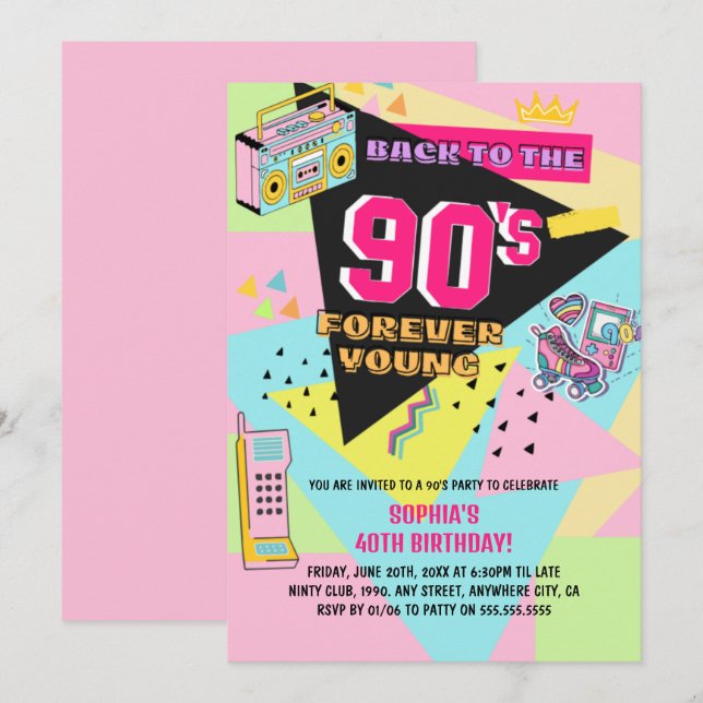  90s Back Birthday Invitation (Front/Back)
