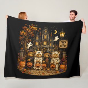 90s Bears Halloween Trick or Treat Vintage Fleece Blanket