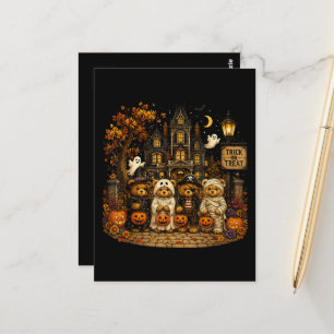 90s Bears Halloween Trick or Treat Vintage Postcard