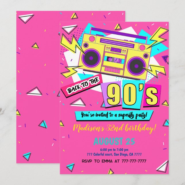 90s Birthday Invitation (Front/Back)