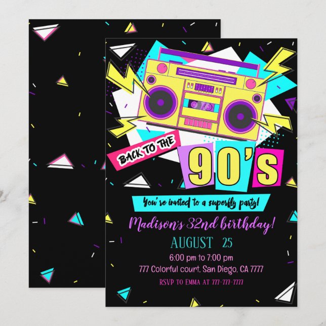 90s Birthday Invitation (Front/Back)