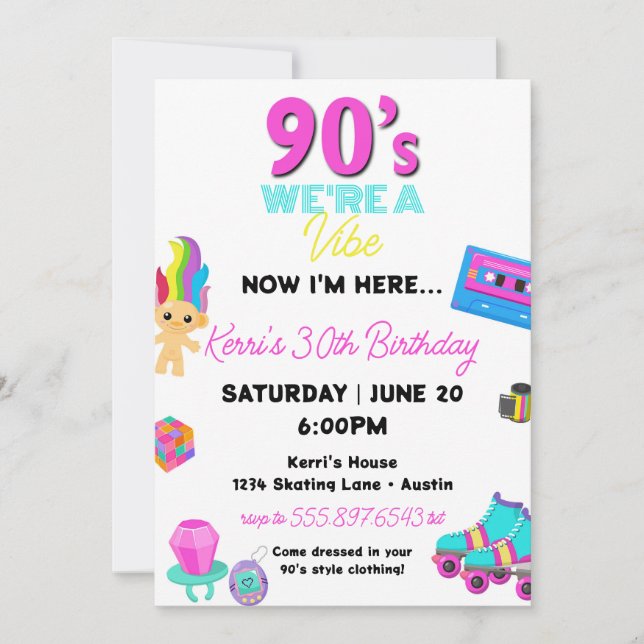 90s Birthday Party Invitation Retro 30th Birthday (Front)