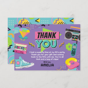 90's Birthday Party Thank You Card