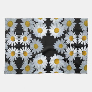 90s black daisy tea towel