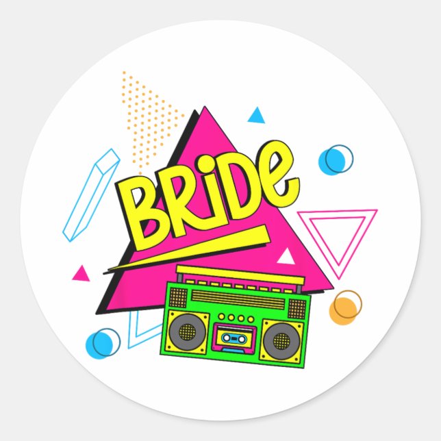 90s Bride Retro Bride Of The 90s Bachelorette Part Classic Round Sticker (Front)