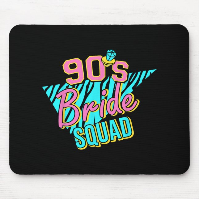 90s Bride Squad Bridesmaid Retro Matching Bachelor Mouse Mat (Front)