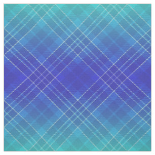 90s Bright Plaid Pattern Aqua Blue Ombre Unisex Fabric