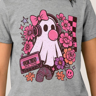 90s Bubblegum Aesthetic Retro Ghost Girl Halloween Tri-Blend Shirt
