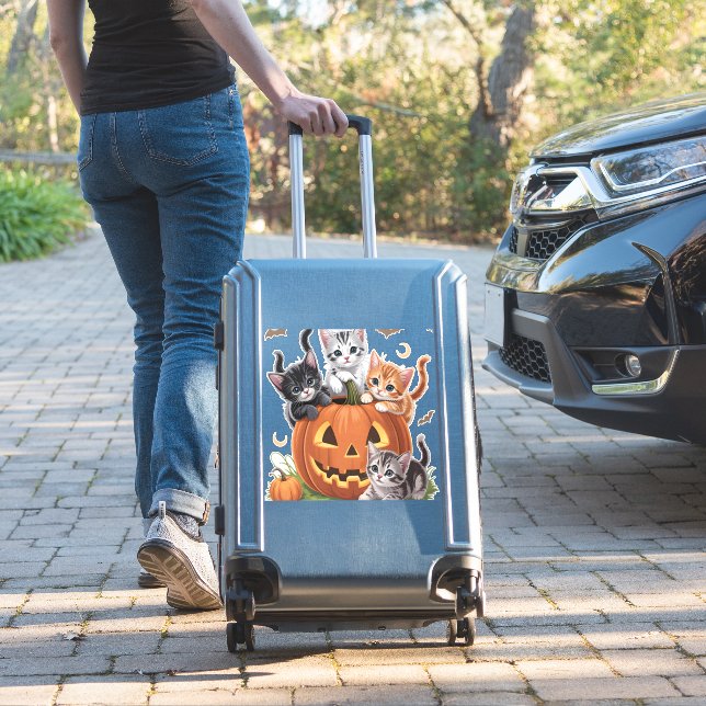 90s Cat Pumpkin Halloween Floral Spooky Season (Suitcase Insitu)