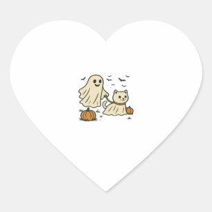 90s Cat Pumpkin Halloween Floral Spooky Season Heart Sticker