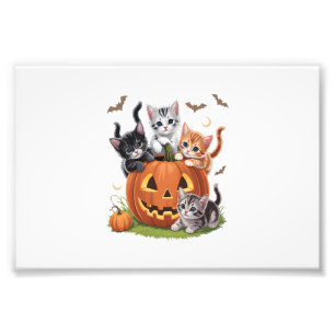 90s Cat Pumpkin Halloween Floral Spooky Season Photo Print