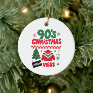 90's Christmas Vibes Retro Nostalgia VHS Tracksuit Ceramic Tree Decoration