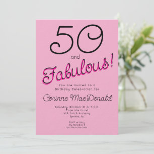 90's Fifty and Fabulous blush pink 50th Birthday  Invitation