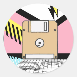 90s floppy disc  classic round sticker