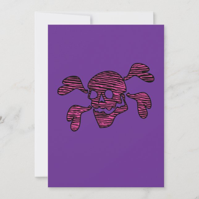 90s Goth Rockabilly Skull and Crossbones Punk Joll Invitation (Front)