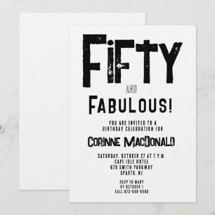 90's grunge Fifty and Fabulous 50th Birthday Party Invitation