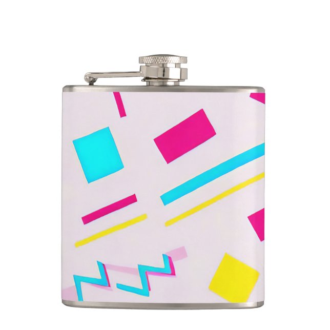 90's Hand Drawn Doodle Hip Flask (Front)