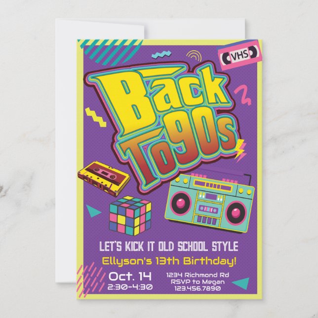 90s Hip Hop Birthday Party Retro Throwback Invitation (Front)