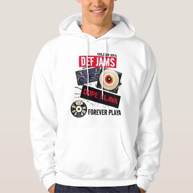 90'S HIP HOP DEF JAMS FOREVER PLAYAGRAPHIC MENS HOODIE (Front)
