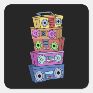 90s Hip Hop Gifts Ghettoblaster Classic Hip Hop Square Sticker
