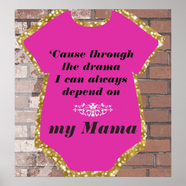 90's Hip Hop Lyrics|Pink & Gold Baby Shower Poster (Front)
