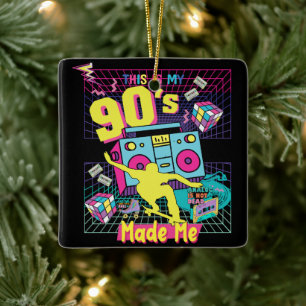 90's Hip Hop Vibes Retro Made Me Ceramic Ornament