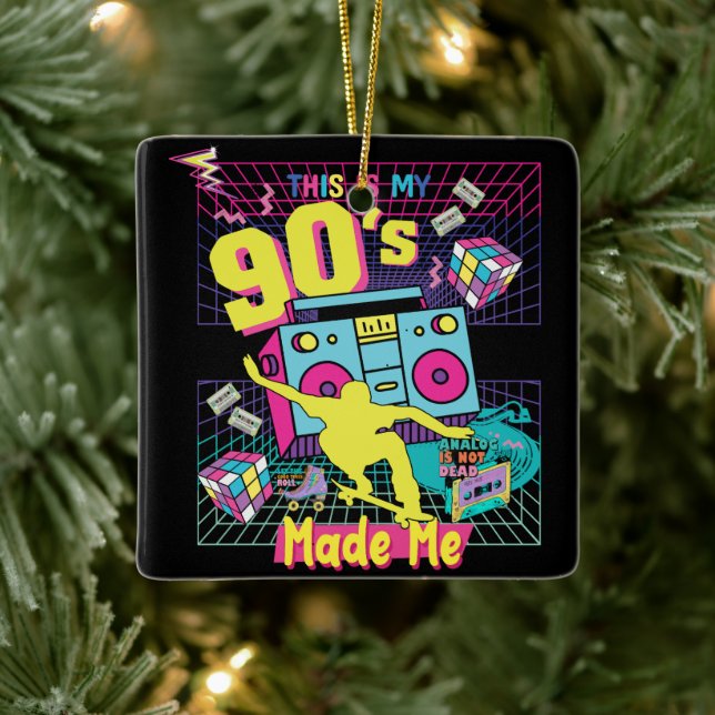 90's Hip Hop Vibes Retro Made Me Ceramic Ornament (Tree)