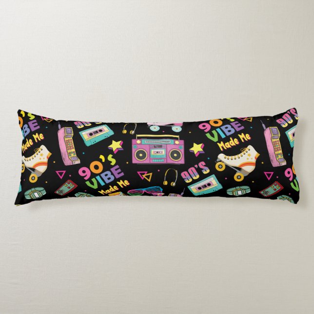90's Hip Hop Vibes Retro Made Me Pattern Body Cushion (Front)