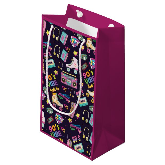 90's Hip Hop Vibes Retro Made Me Pattern Small Gift Bag (Front Angled)