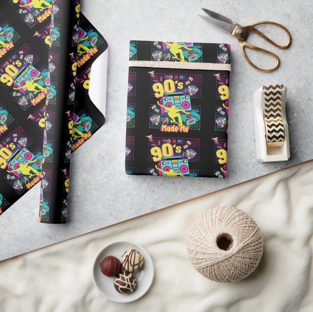 90's Hip Hop Vibes Retro Made Me Wrapping Paper (Crafts)