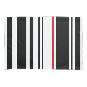 90s Inspired Black Stripe with Red Accent Modern Pillowcase