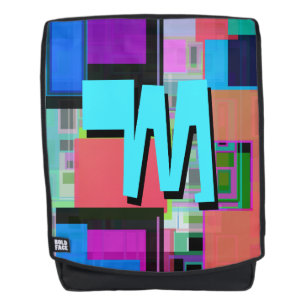 90s Inspired Colourful Geometric Monogram Backpack
