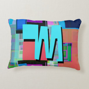 90s Inspired Colourful Geometric Monogram Decorative Cushion