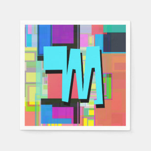 90s Inspired Colourful Geometric Monogram Napkin