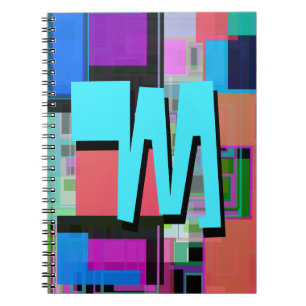 90s Inspired Colourful Geometric Monogram Notebook