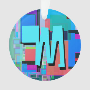 90s Inspired Colourful Geometric Monogram Ornament