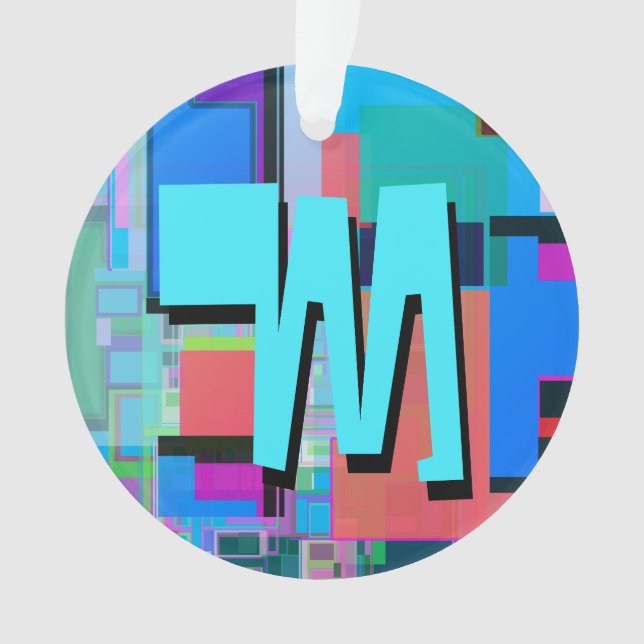 90s Inspired Colourful Geometric Monogram Ornament (Front)