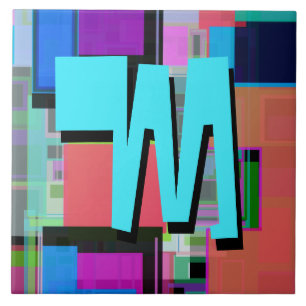 90s Inspired Colourful Geometric Monogram Tile