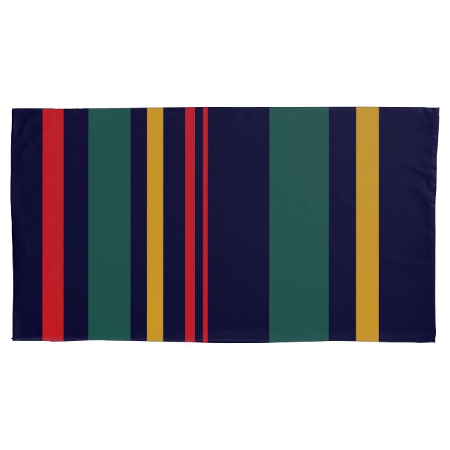 90s Inspired Multi Colour Bold Modern Stripes King Pillowcase (Front-Left)