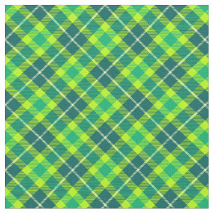 90s Inspired Slanted Plaid Bright Green Pattern Fabric