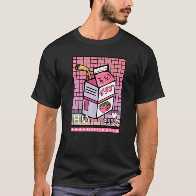 90s Japanese Juice Milk Aesthetic Vaporwave Haraju T-Shirt (Front)