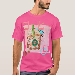 90s Japanese Kawaii Funny Retro Cartoon Iced Cof T-Shirt