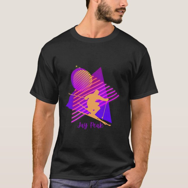 90s Jay Peak Vermont Skiing Skier  T-Shirt (Front)