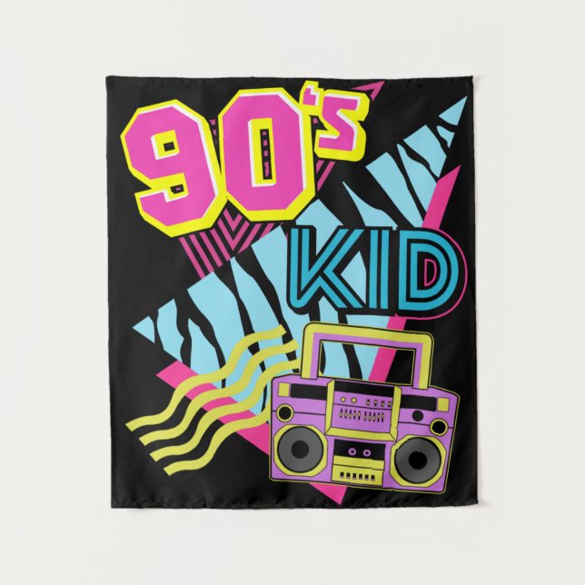 90's Kid Boombox 1990s Nostalgia 80s Tapestry (Front)