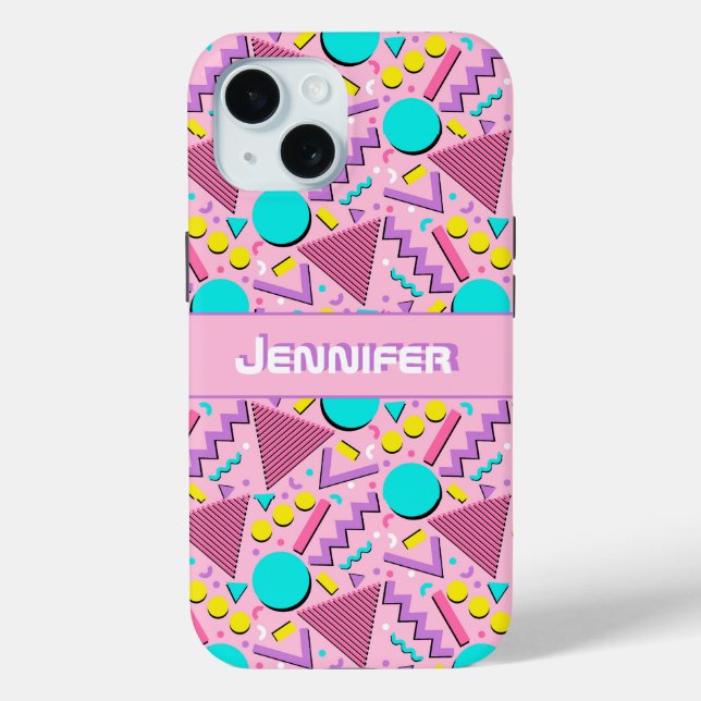 90s Kid Pink Retro Geometric Personalised Case-Mate iPhone Case (Back)