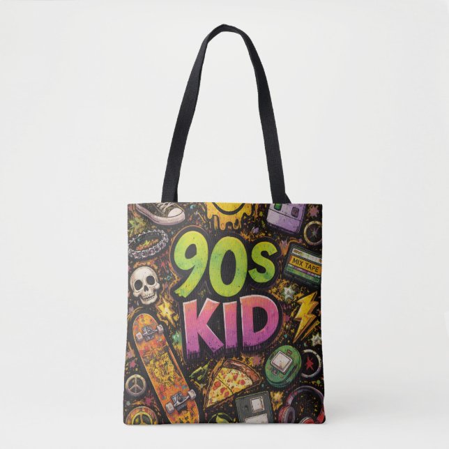 90s Kids Retro Pizza Fun Pattern Tote Bag (Front)