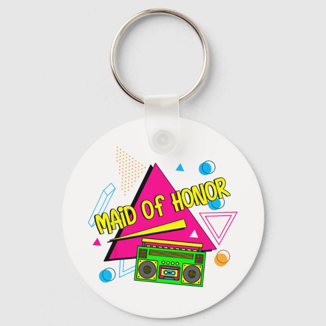 90s Maid Of Honour Bridesmaid Bride Squad Retro Ba Key Ring (Front)