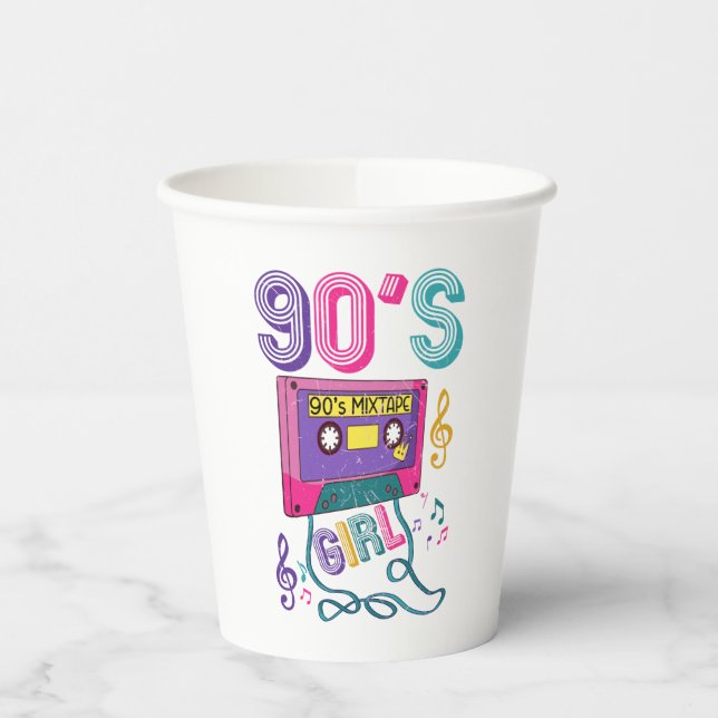 90's Mix Tape Girl Cassette Birthday Paper Cups (Left)